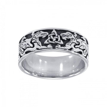 Celtic Dragons Trinity Knot Silver Ring TR842 - Jewelry